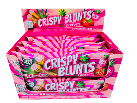 D9 Box of 10 (2 packs) 100mg Crispy Blunts with Strawberry Cream Crispy Phyllo Dough 2 Sticks 1.5 oz 1215